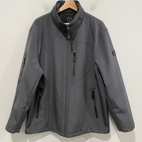 TUMI T-Tech Men's Jacket Charcoal Gray Black Water Resistant Size XL - Picture 1 of 14